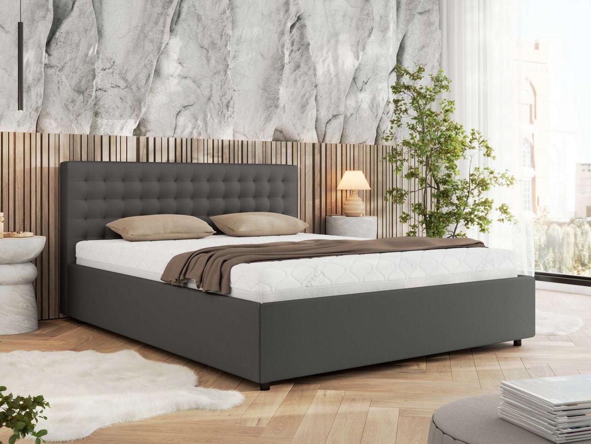 POLSTERBETT PAVO CLASSIC 180/200 - Grau Kunstleder - Multipocket-Matratze - Grau, Textil (180/200cm) - MKS