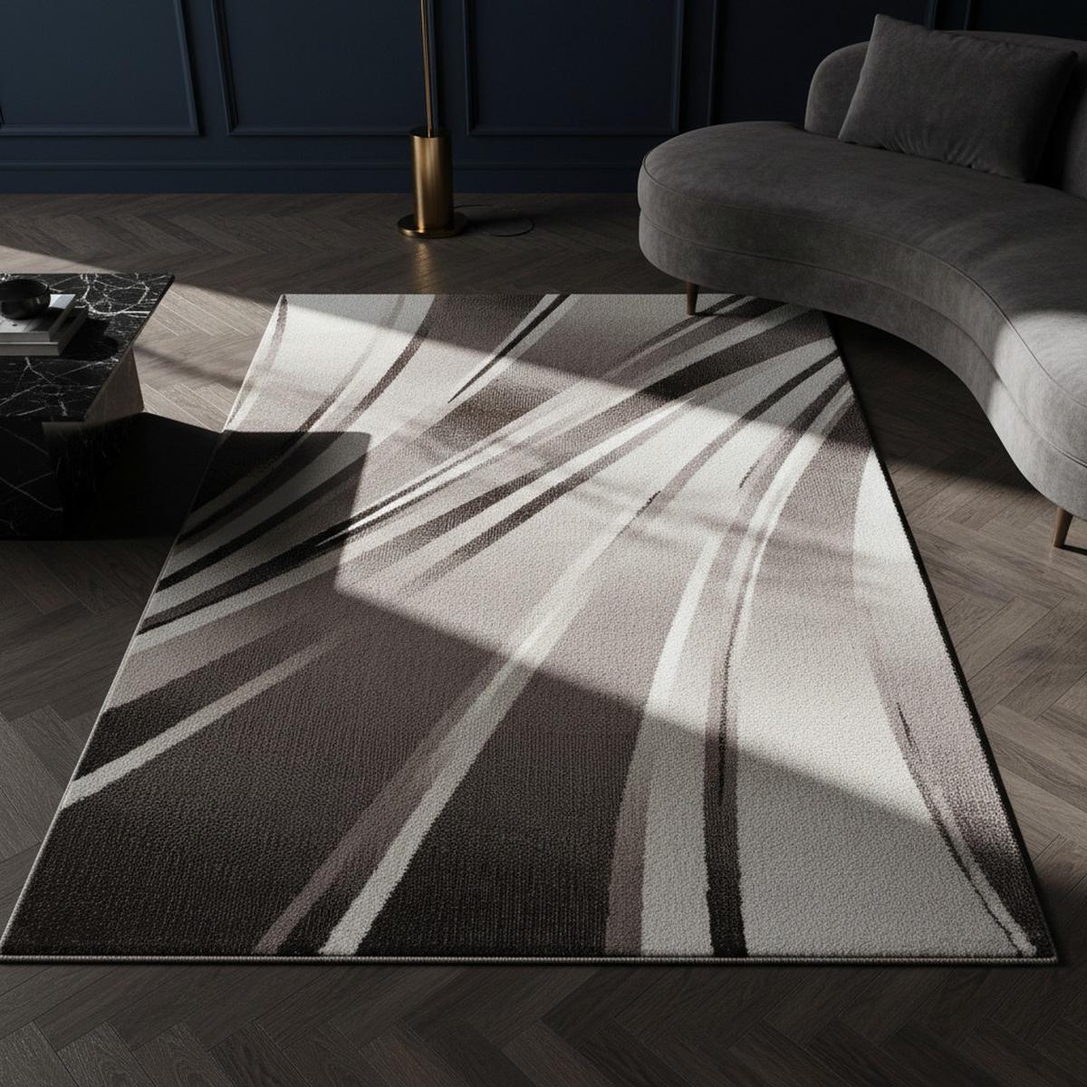KURZFLORTEPPICH DRAU, mit abstraktem Wellenmuster, Braun, 120 x 170 cm - Braun, Textil (120/170cm) - KADIMA DESIGN