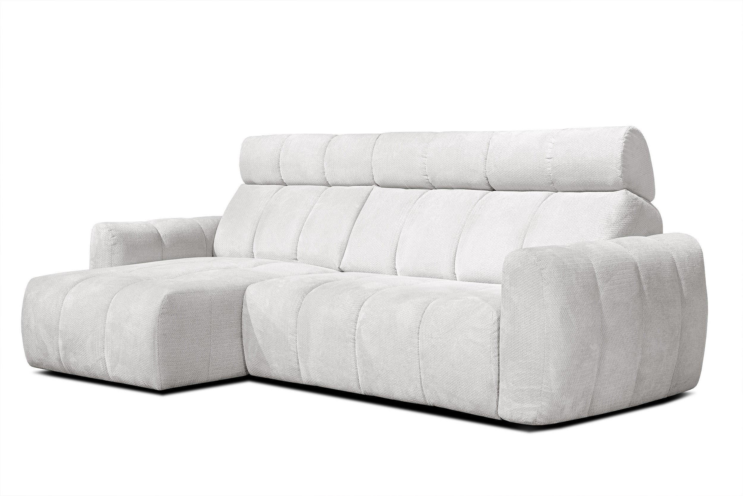 ECKSOFA KIMI 3-Sitzer, ausziehbarer Sitz, verstellbare Kopfstützen, creme - Creme/Schwarz, Holzwerkstoff/Textil (270/160cm) - Wozimo