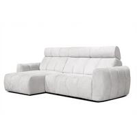 ECKSOFA KIMI 3-Sitzer, ausziehbarer Sitz, verstellbare Kopfstützen, creme - Creme/Schwarz, Holzwerkstoff/Textil (270/160cm) - Wozimo