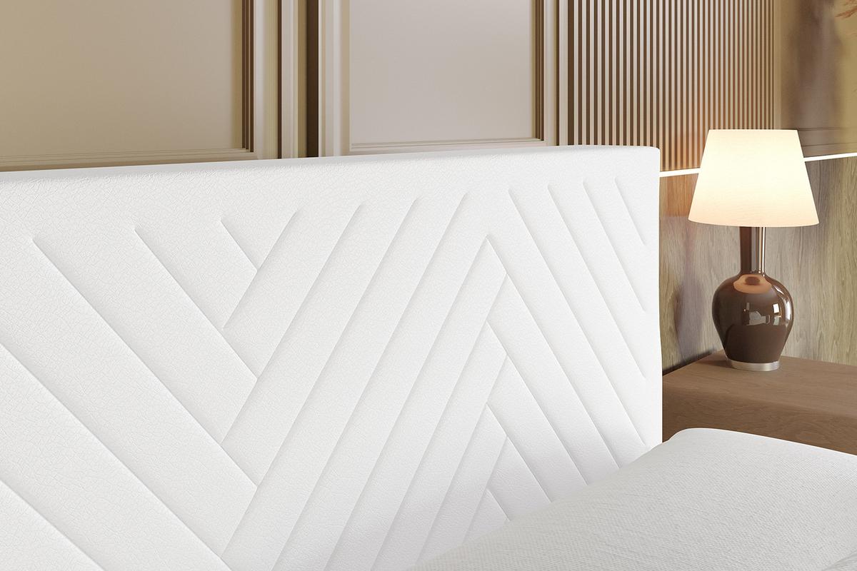 BOXBETT mit Matratze H4 und Lattenrost - VEXA - 200x200 - Weiß Kunstleder - Weiß, Holzwerkstoff/Kunststoff (200/200cm) - ALTDECOR