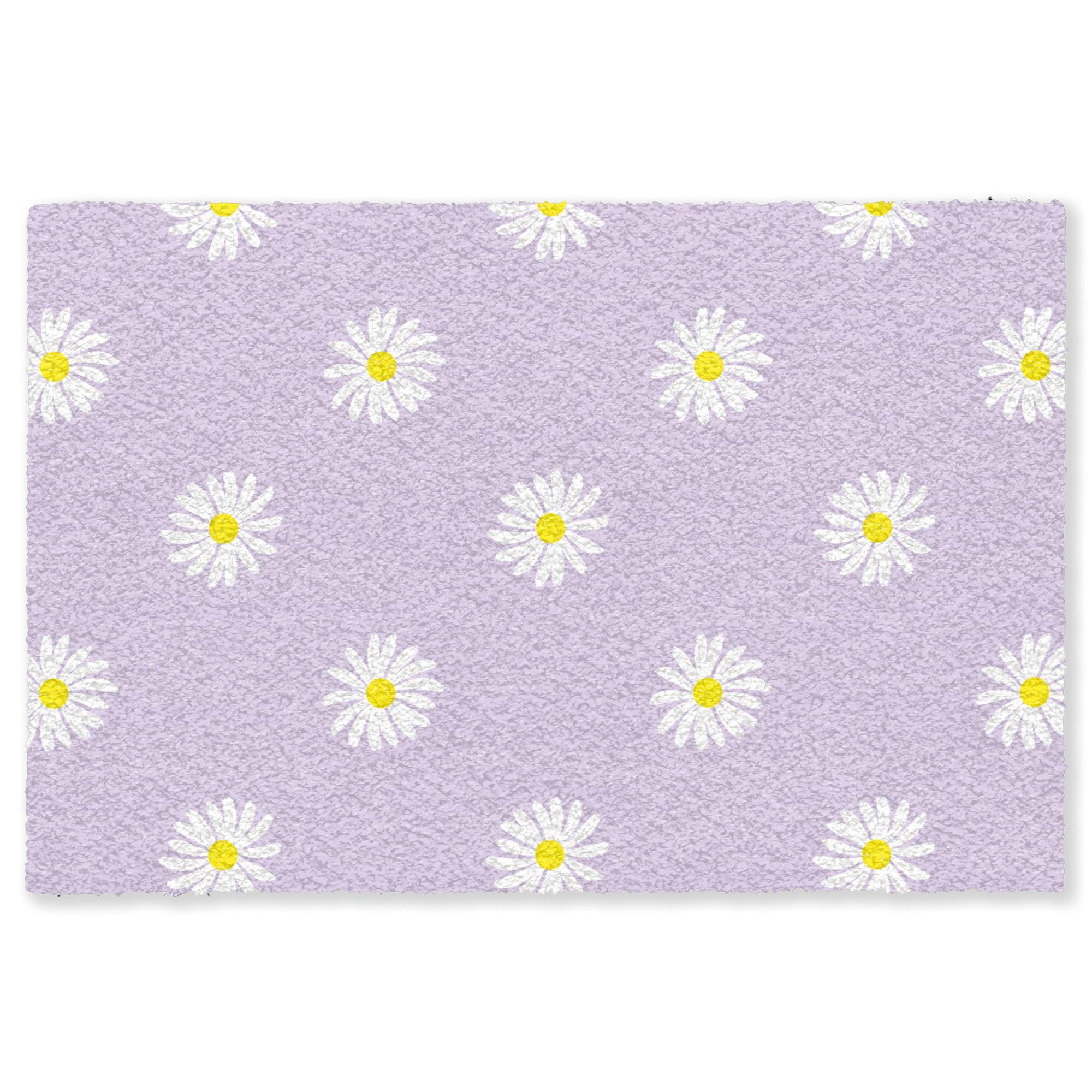 FUSSMATTE Gänseblümchen - Pastell - Weiß - Lila - Blumen Sauberlaufmatte 180x120 cm - Flieder, Kunststoff (180/0.4cm) - MuchoWow