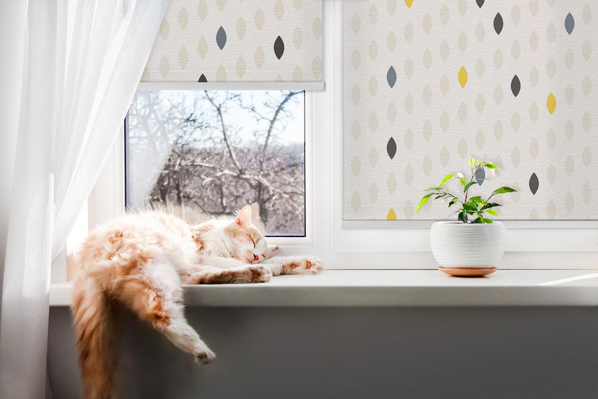 INNENROLLO - Fensterrollo - Rollo - 140x140 cm - Bunte Körner - Beige, Kunststoff (140/140/0.5cm) - TULUP