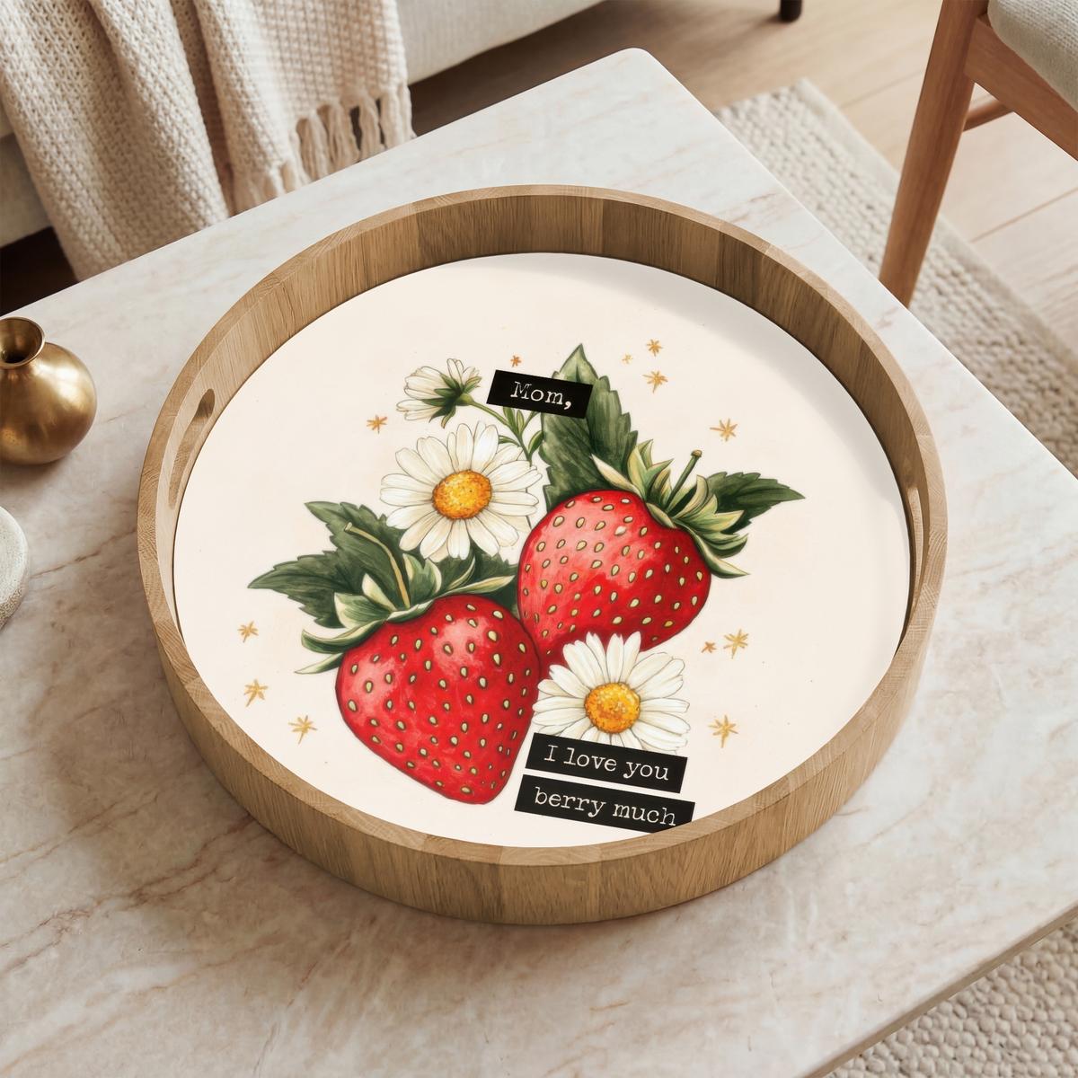 TABLETT Erdbeeren - Gänseblümchen - Zitat - Sterne 40x40 cm - Multicolor, Holz (40/5/5cm) - OnlyWow