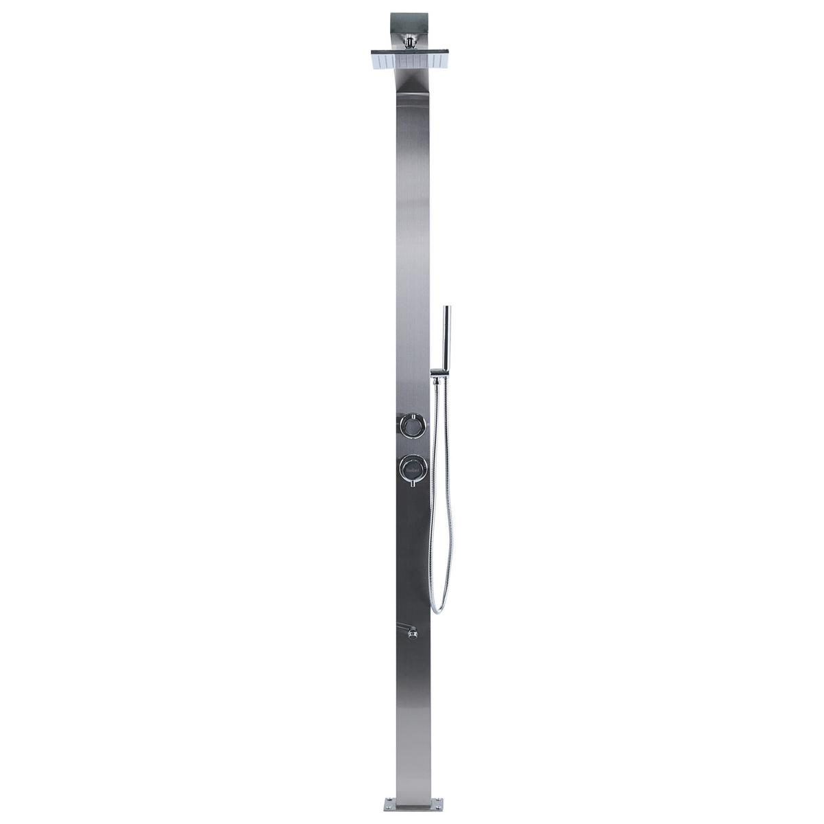 FREISTEHENDE Gartendusche Silber Apoera - Silberfarben, Metall (17/211/52cm) - Beliani