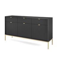 SIDEBOARD STELLARE 154/83/39 cm mit 3 Schubladen 3 Türen Schwarz - Goldfarben/Schwarz, Holzwerkstoff (154/83/39cm) - MASSENO