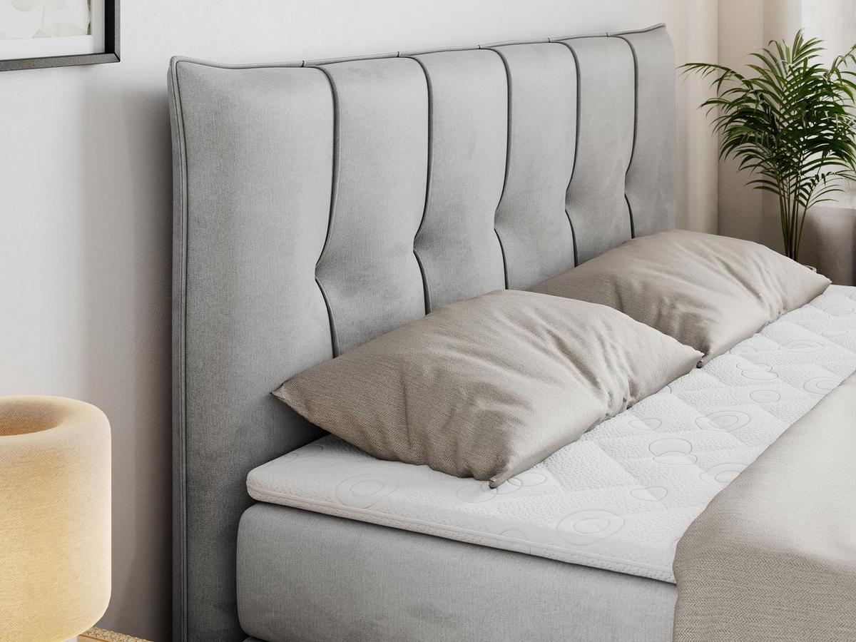 BOXSPRINGBETT PREMIUM 10 KING 200/200 Hellgrau Velvet - H3 - Hellgrau, Holz/Textil (200/200cm) - MKS