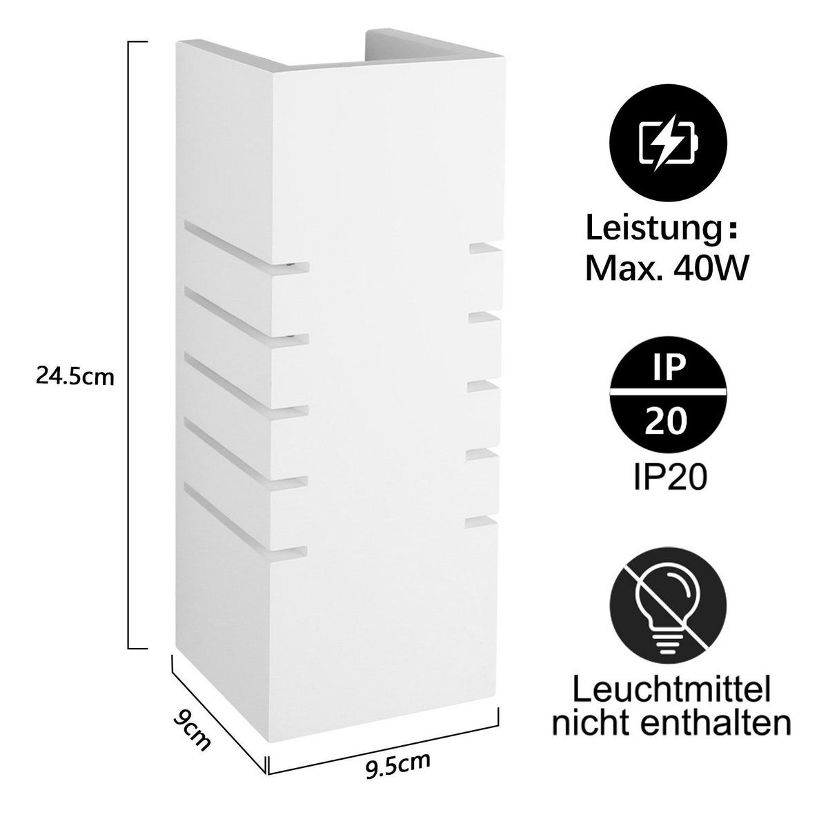 WANDLEUCHTE Maruska - Weiß, Stein (24.5/9/9.5cm) - Nettlife