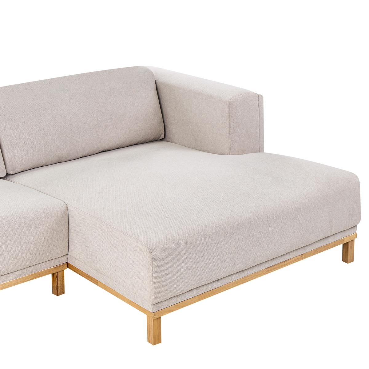ECKFSOFA 5-Sitzer Stoff Hellbeige linksseitig Veng - Hellbraun/Beige, Textil (347/156cm) - Beliani