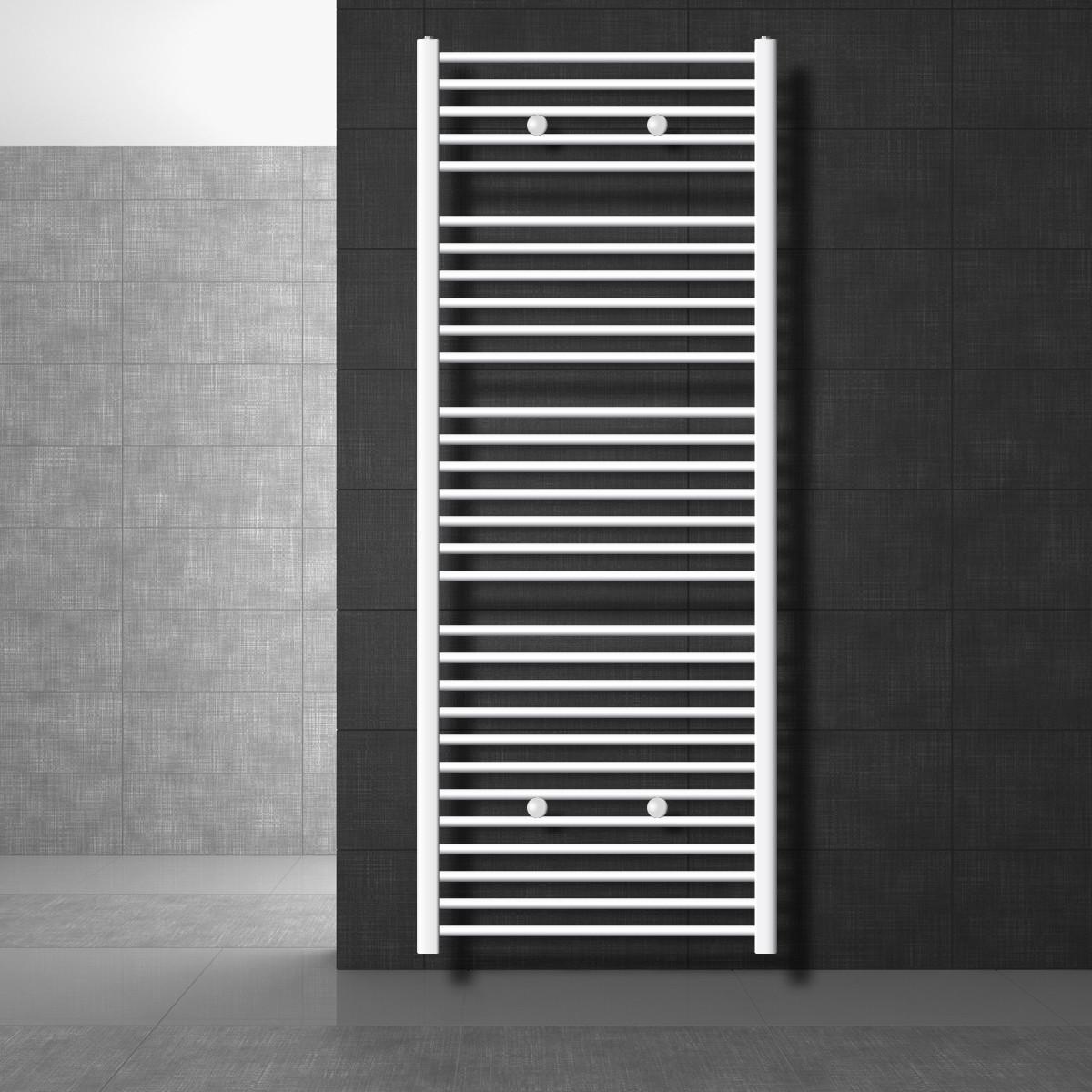 BADHEIZKÖRPER elektrisch Sahara 750x1800 mm Weiß gebogen mit Heizstab 1200W Digital - Weiß, Metall (75/180/3cm) - LuxeBath