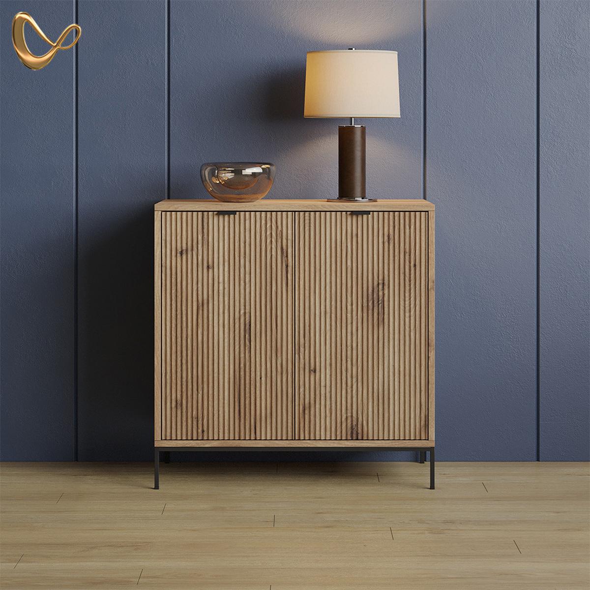 KOMMODE Aterno Viking Oak mit 2 Türen - Eichefarben, Holzwerkstoff (42/81.2/80cm) - Livinity®