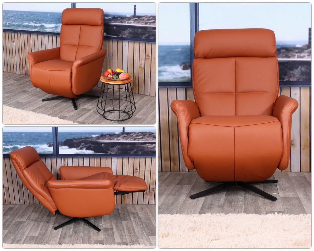 RELAXSESSEL Orange - Terracotta/Orange, Leder (76/110/153cm) - MCW