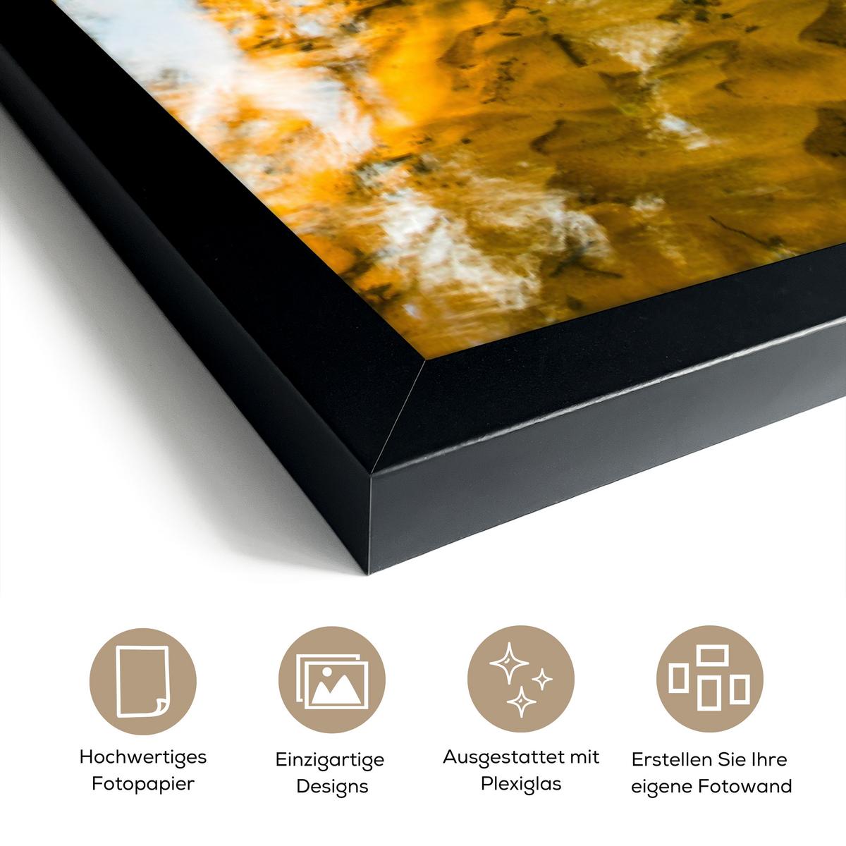 POSTER MIT RAHMENGERAHMTES BILD Wald - Landschaft - Wasser - Bäume - Sonne - Grün - Natur Posterleiste 60x80 cm - Grün, Papier (60/80cm) - MuchoWow