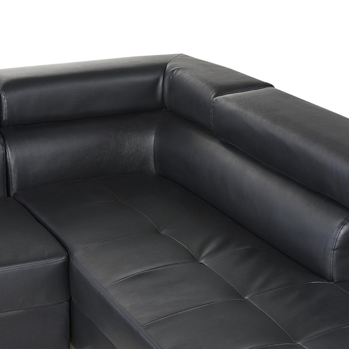 ECKFSOFA 5-Sitzer Kunstleder Schwarz linksseitig Norrea - Silberfarben/Schwarz, Kunststoff (261/193cm) - Beliani