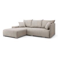 ECKSOFA LAVIO L mit Schlaffunktion und Bettzeugkasten Linke - Beige, Textil (246/188cm) - Lookway