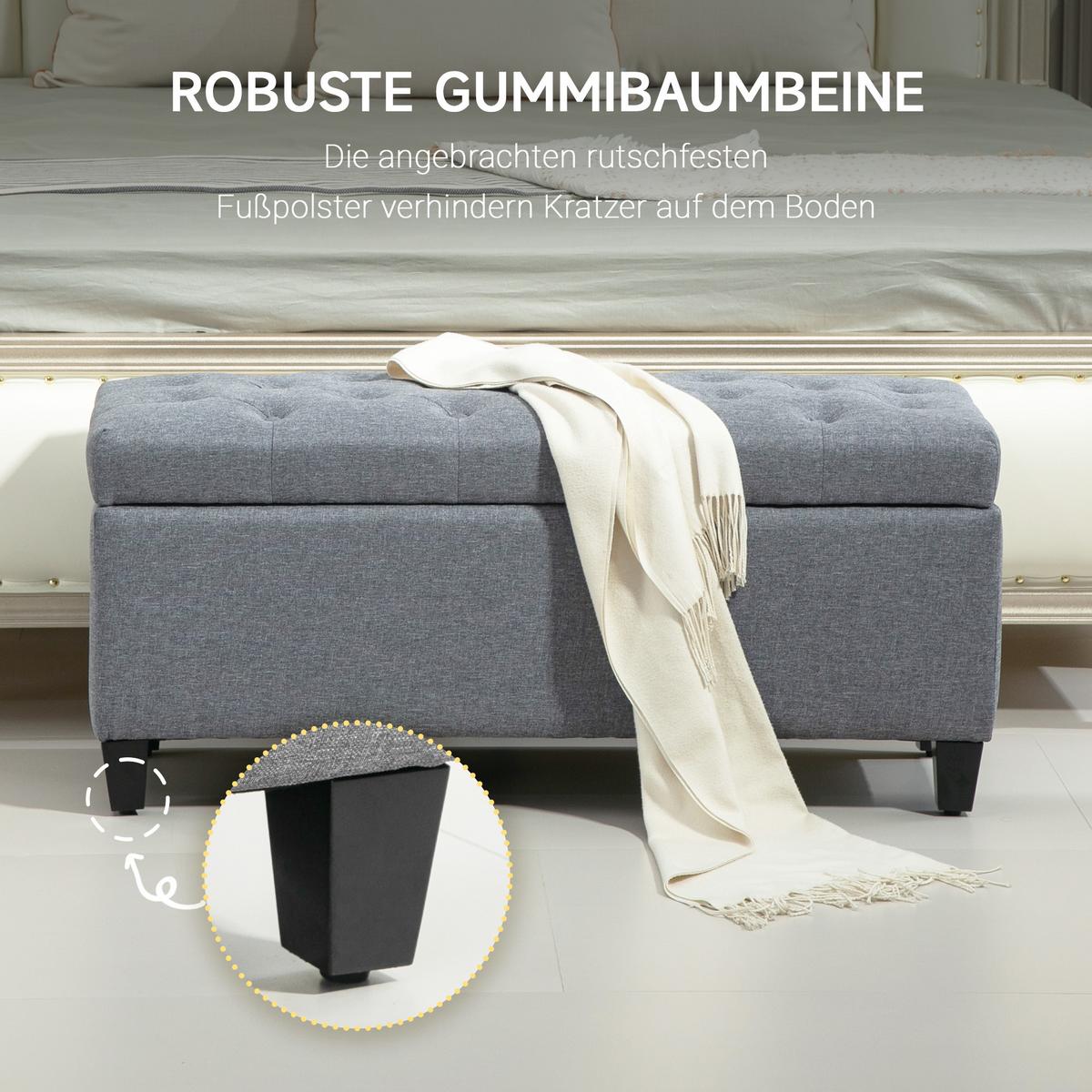 TRUHENBANK Polyester Holz Hellgrau - Hellgrau, Kunststoff (40/44/100cm) - HOMCOM