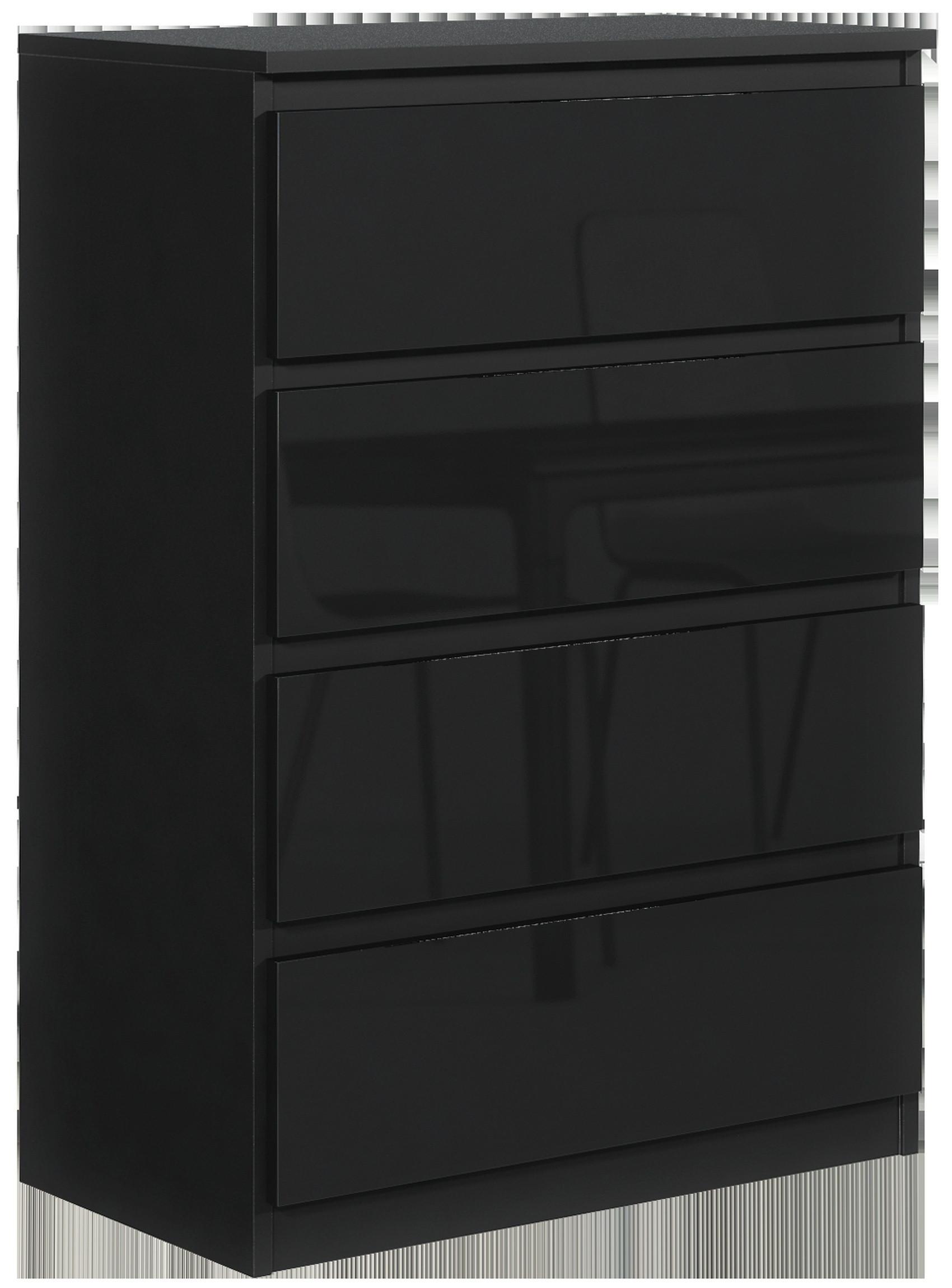KOMMODE Schwarz, Hochglanz 70/102/39 - Schwarz Hochglanz/Schwarz, Holzwerkstoff (70/102/39cm) - RAUMHIRSCH FURNITURE