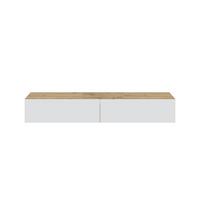 HÄNGESCHRANK mit 2 Klappen und 2 Aufbewahrungsnischen L180 cm - Kaway - Eichefarben/Weiß, Holzwerkstoff (34.5/28/34.5cm) - Calicosy