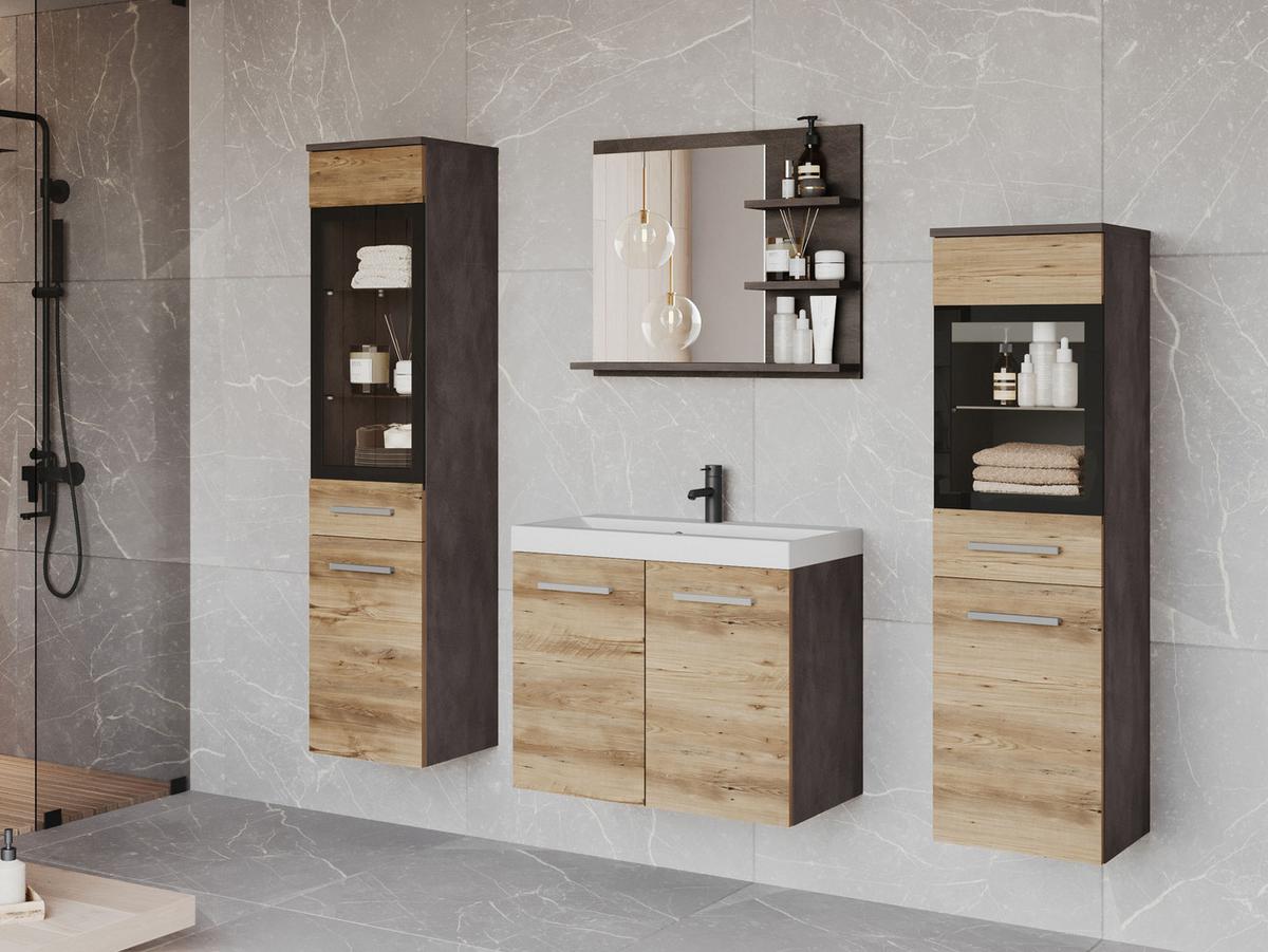 BADMÖBEL-SET Madrit I - Braun/Grau, Holzwerkstoff (30/132/30cm) - MIRJAN24