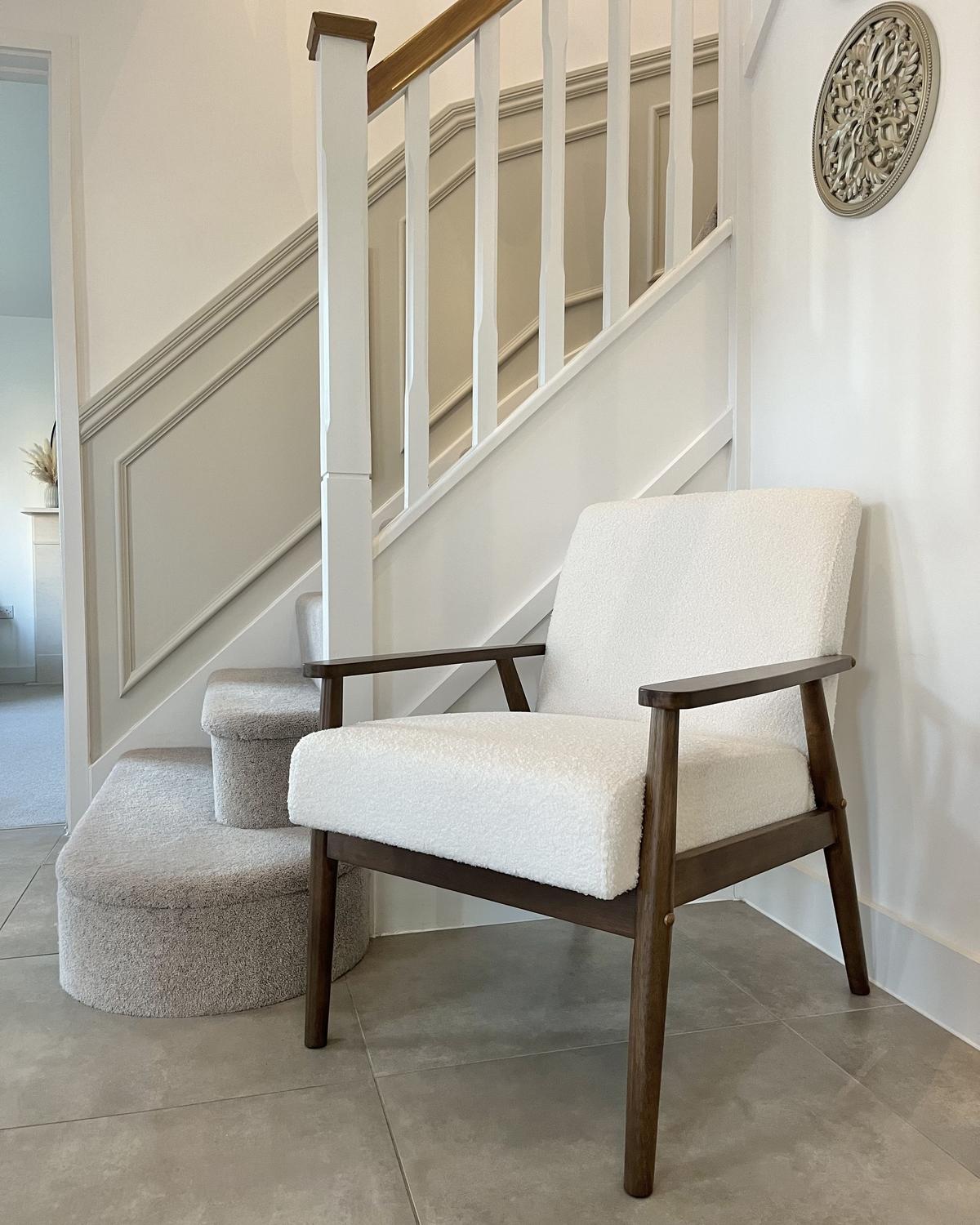 SESSEL Weiß Esrum - Creme/Braun, Textil (62/79/80cm) - Beliani