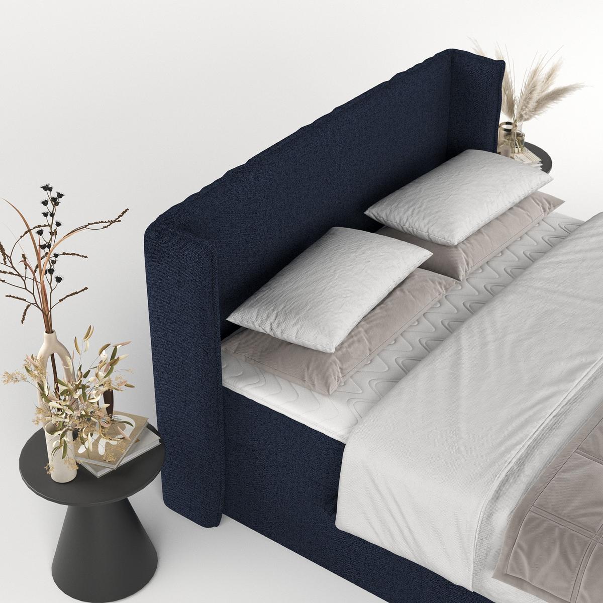 BOXBETT Viva 180/200 cm Marineblau im Riva Stoff - Schwarz/Dunkelblau, Holz/Holzwerkstoff (180/200cm) - AltaBeds