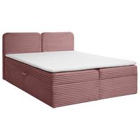 KONTINENTALBETT Lars 160x200 cm mit Topper, Bonnelmatratze, Cord-Stoff, Rosa - Rosa, Textil (160/200cm) - Beautysofa