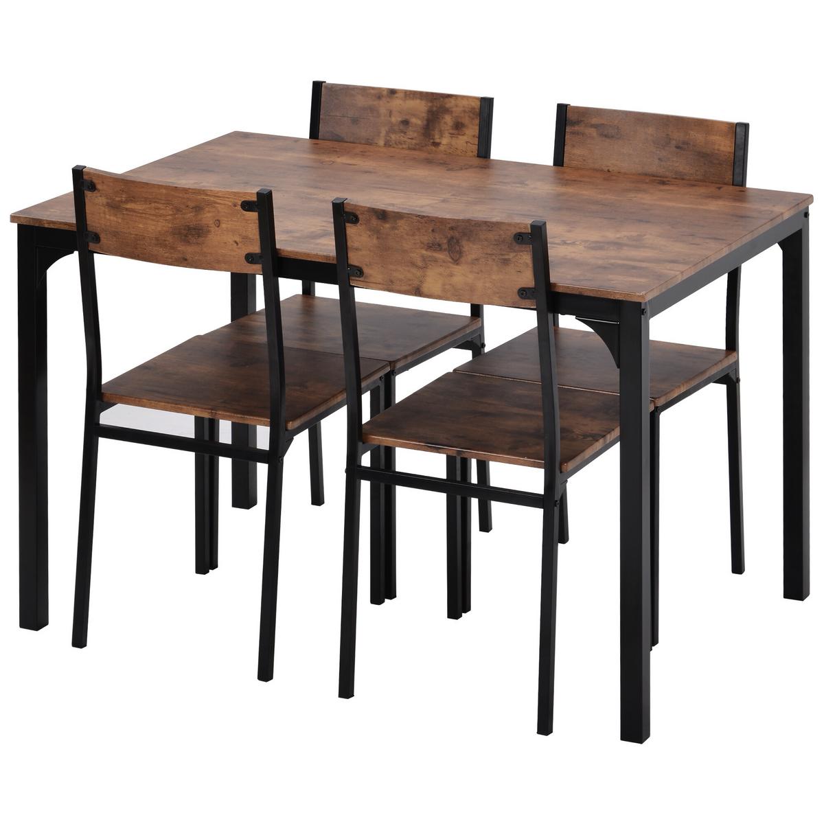 ESSZIMMERGRUPPE in vintagebraun & metall mit 4 stühlen & platzsparendem design - Braun, Holzwerkstoff (108/65/75cm) - Urban Meuble