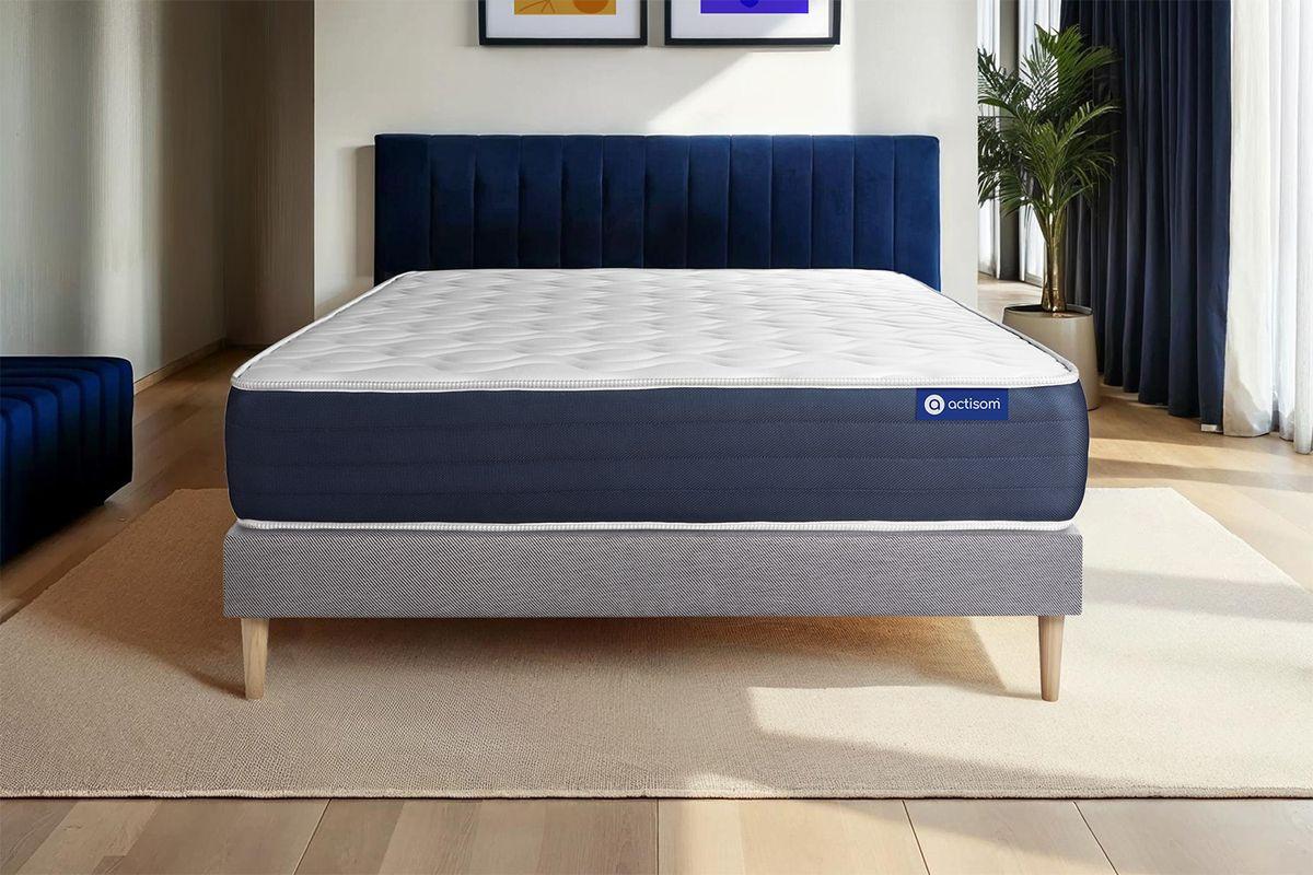 BETT Actimemo sleep Memory-Schaum 80 x 200 cm h1 - Kit Bettgestell Grau - Beige/Grau, Karton/Holz (80/200cm) - ACTISOM