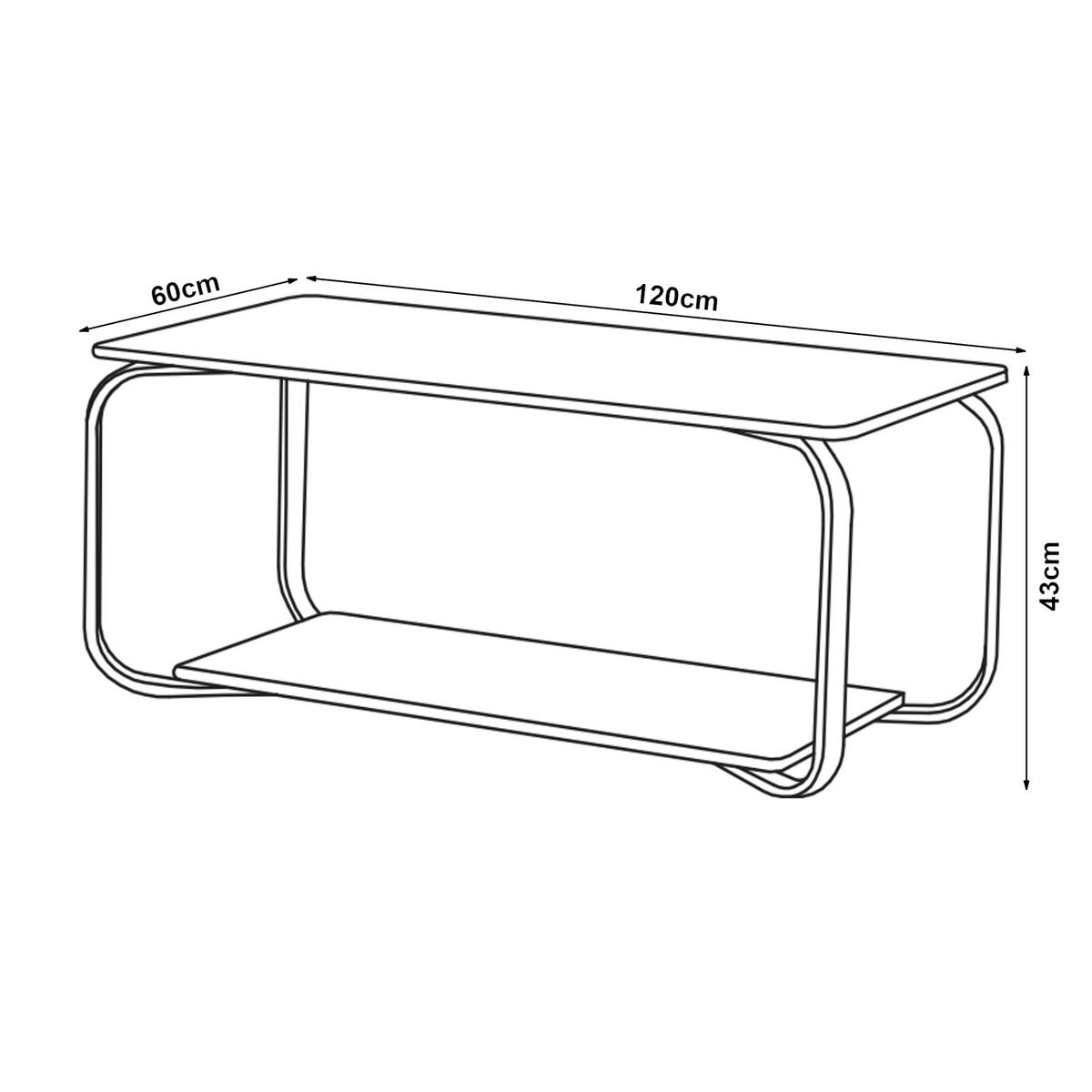 COUCHTISCH Kolta 120/60/43 cm - Schwarz, Holzwerkstoff/Metall (60/120/43cm) - [en.casa]