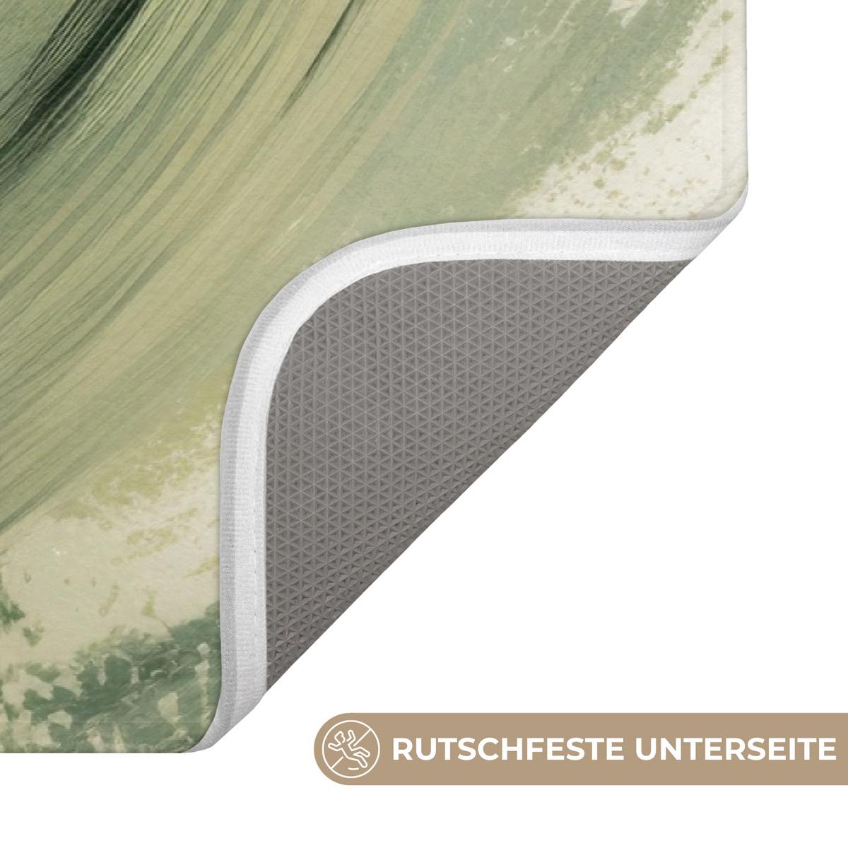 BADEMATTE Abstrakt - Pinselstriche - Wellen - Grün 80x50 cm - Mintgrün, Textil (80/50cm) - OnlyWow