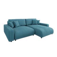 ECKSOFA Emma Türkis Cord - Ottomane rechts - Türkis, Textil (234/170cm) - S-Style Möbel