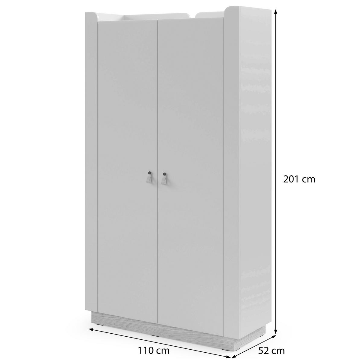 DREHTÜRENSCHRANK Sorella, 2-türig, 110 cm, für Jugendzimmer, Macadamia + Eiche Mavelie - Eichefarben/Beige, Leder/Holzwerkstoff (110/201/52cm) - Beautysofa