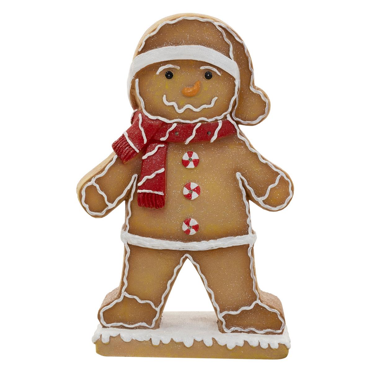 LEBKUCHENMANN-FIGUR mit Mütze & Schal 76 cm Weihnachtsdeko Innen mit LED-Beleuchtung - Braun, Stein (47/76/20cm) - ECD-Germany