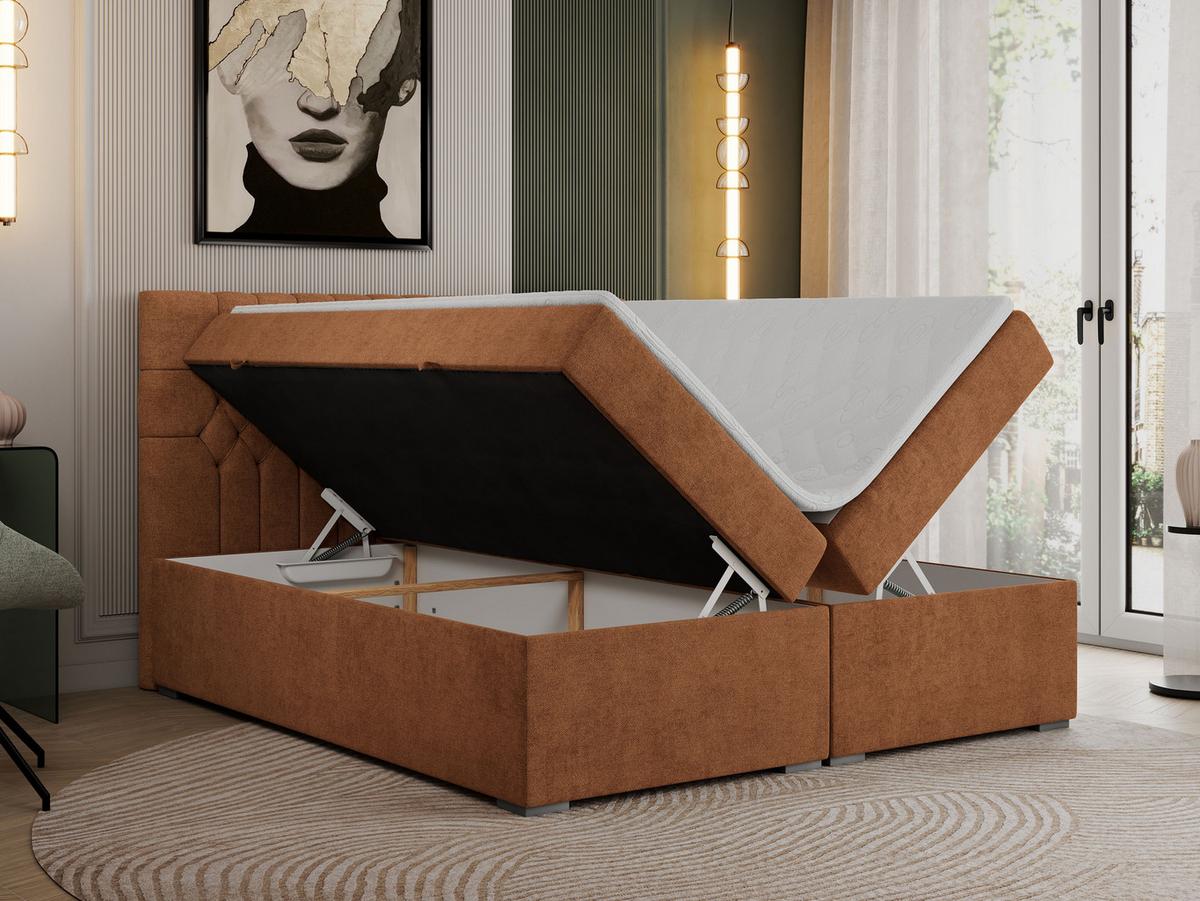 BOXBETT PERA 200/200 Orange Struktur - H4 - Orange, Holz/Textil (200/200cm) - MKS