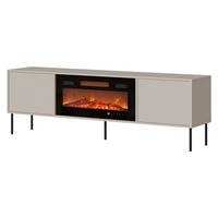 TV-LOWBOARD Domi 180 2D EF mit Kamin - Kaschmir/Schwarz, Holzwerkstoff/Metall (183/60/40cm) - MIRJAN24