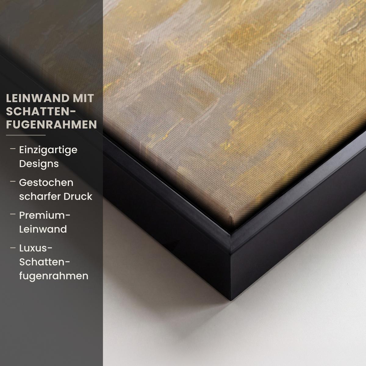 LEINWAND Bilder mit Rahmen - Gemälde - Welle - Jesus - Abstrakt - 40x60 - Goldfarben, Textil (40/60cm) - MuchoWow