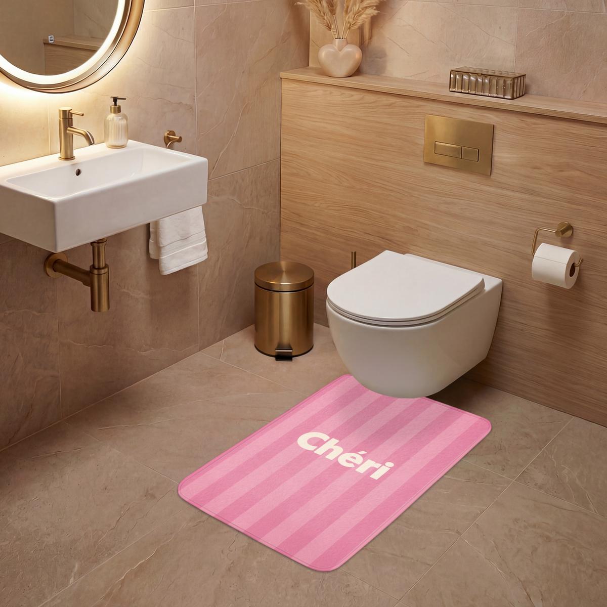 WC-VORLEGER Gestreift - Rosa - Chéri WC Teppich 50x80 cm - Pink, Textil (50/1cm) - OnlyWow