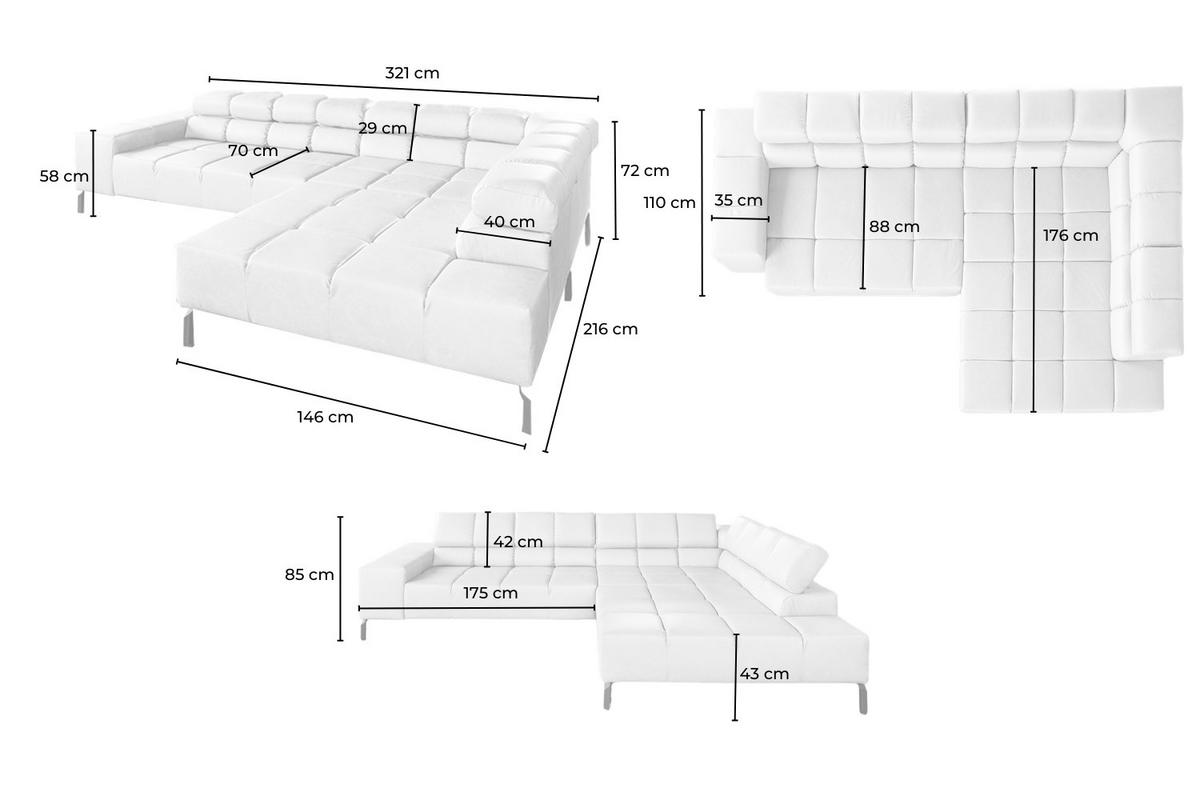 ECKSOFA NELSON Grün Leder Relaxfunktion - Schwarz/Olivgrün, Leder/Metall (321/216cm) - KAWOLA