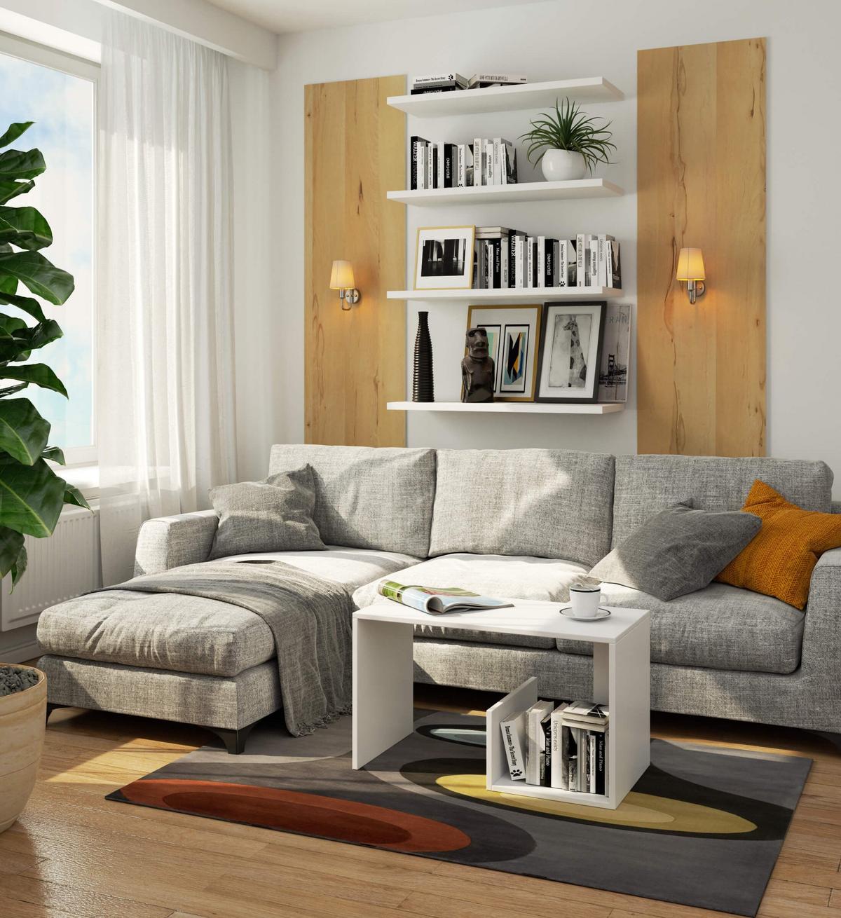 COUCHTISCH Weiß 45/80/40 - Weiß, Textil (40/80/45cm) - RAUMHIRSCH FURNITURE