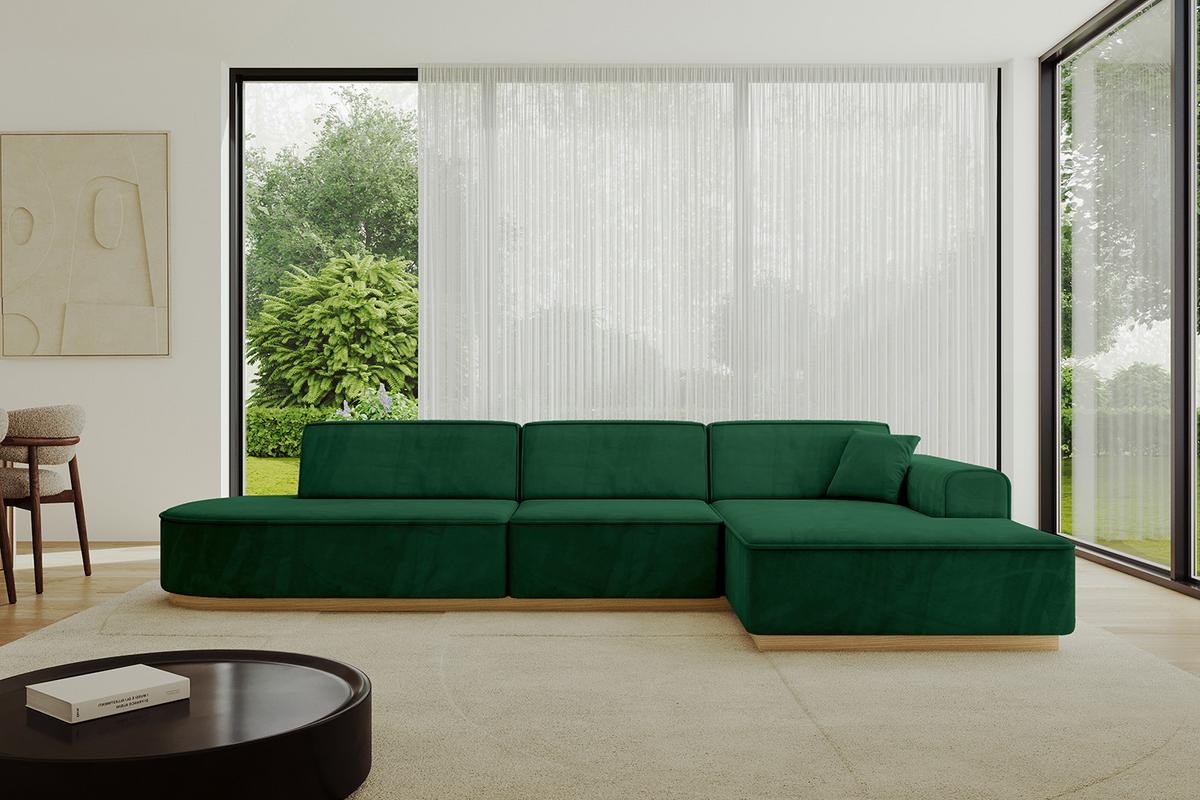 ECKSOFA Ottomane Rechts IREA-L2-v2 - 328x171x83 cm Grün - Grün, Holzwerkstoff/Textil (171/328cm) - ALTDECOR