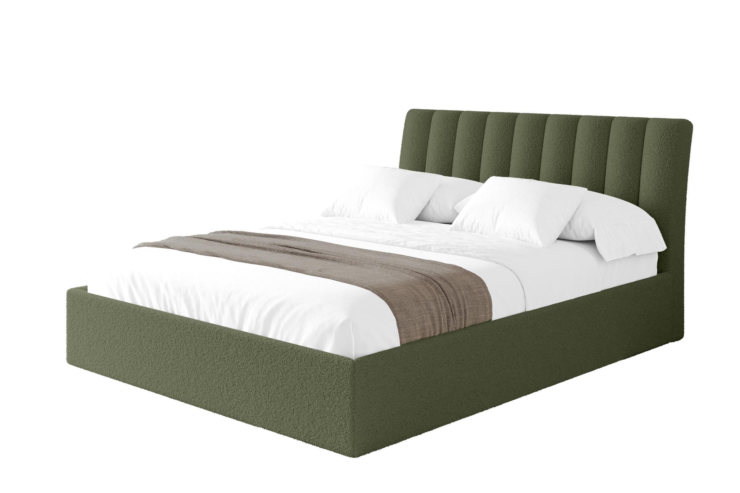 POLSTERBETT mit Bettkasten und Lattenrost, Bett mit Matratze H3/H4 - ILAN 160x200 Grün - Grün, Holzwerkstoff/Textil (160/200cm) - ALTDECOR
