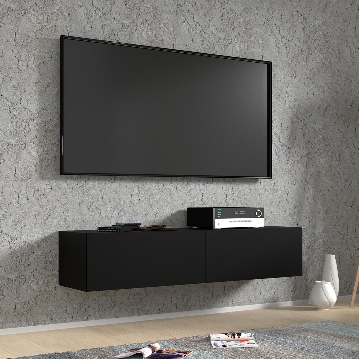 TV-MÖBEL Bali Mattschwarz - Schwarz, Holzwerkstoff (140/30/40cm) - Petits-meubles