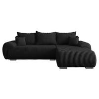 ECKSOFA Ubo L Cord, Seite: Rechts - Silberfarben/Schwarz, Holz/Kunststoff (282/187cm) - MIRJAN24