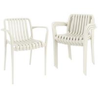 GARTENSTÜHLE 4er Set Kunststoff Cremeweiß - Creme, Kunststoff (55/81.5/58.5cm) - Outsunny