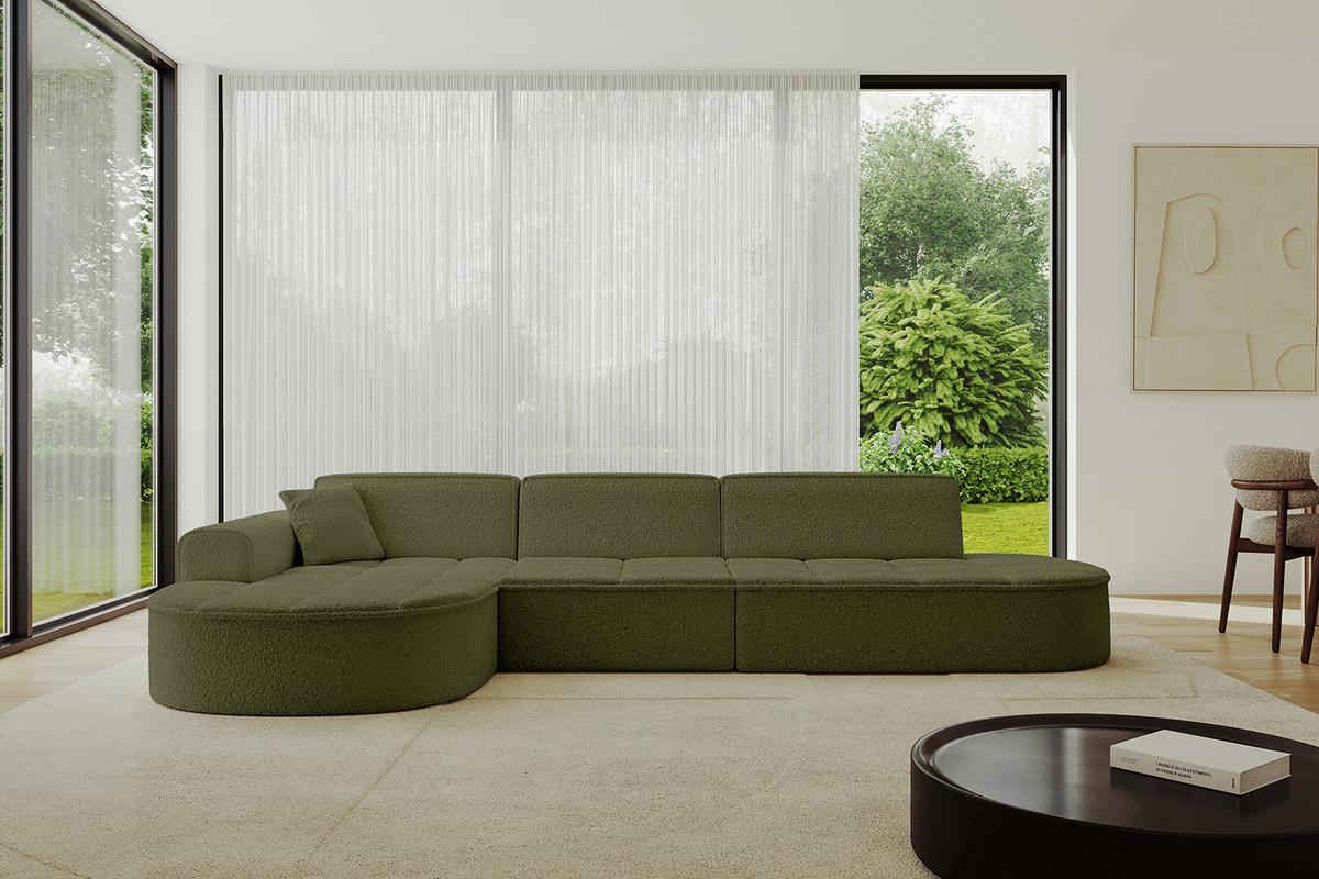 ECKSOFA Ottomane Links TARO-L2 - 328x171x79,5 cm Grün - Grün, Holzwerkstoff/Textil (328/171cm) - ALTDECOR