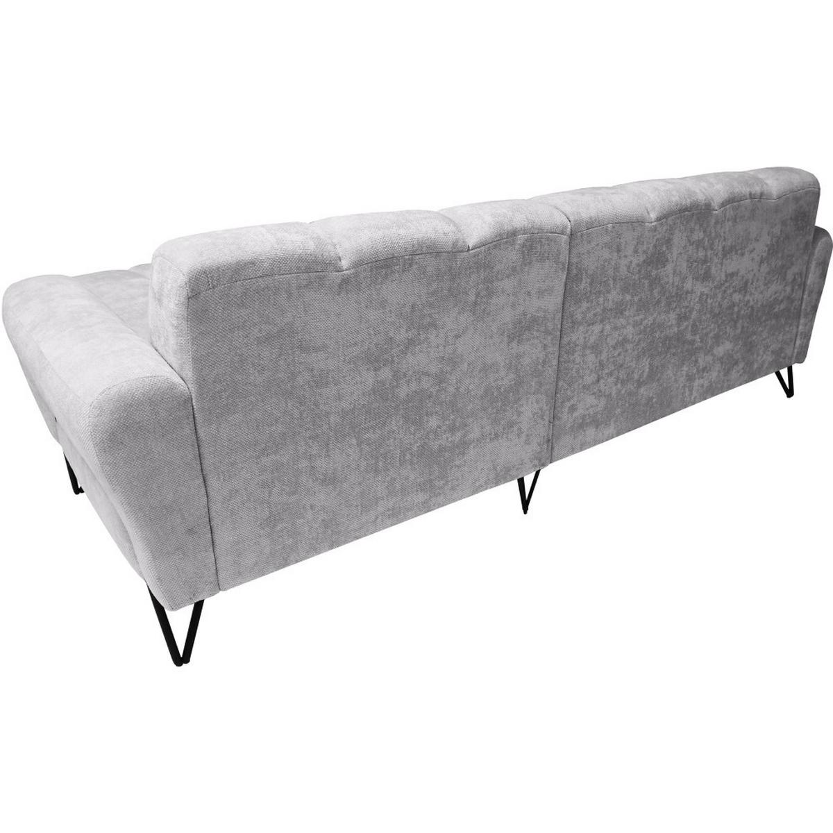 ECKSOFA Volare Mini ohne Schlaffunktion hellgrau rechts, Vega-Stoff - Hellgrau/Schwarz, Textil/Metall (256/165cm) - Beautysofa