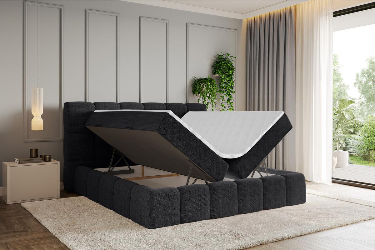 BOXBETT - AURI-H3 - 120x200 Schwarz Aragon - Schwarz, Holzwerkstoff (120/200cm) - ALTDECOR