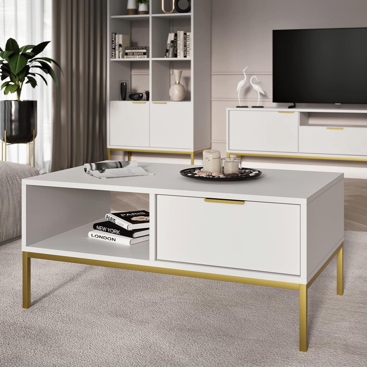 COUCHTISCH Seattle Weiß - Weiß, Holzwerkstoff (60/100/45.4cm) - Petits-meubles