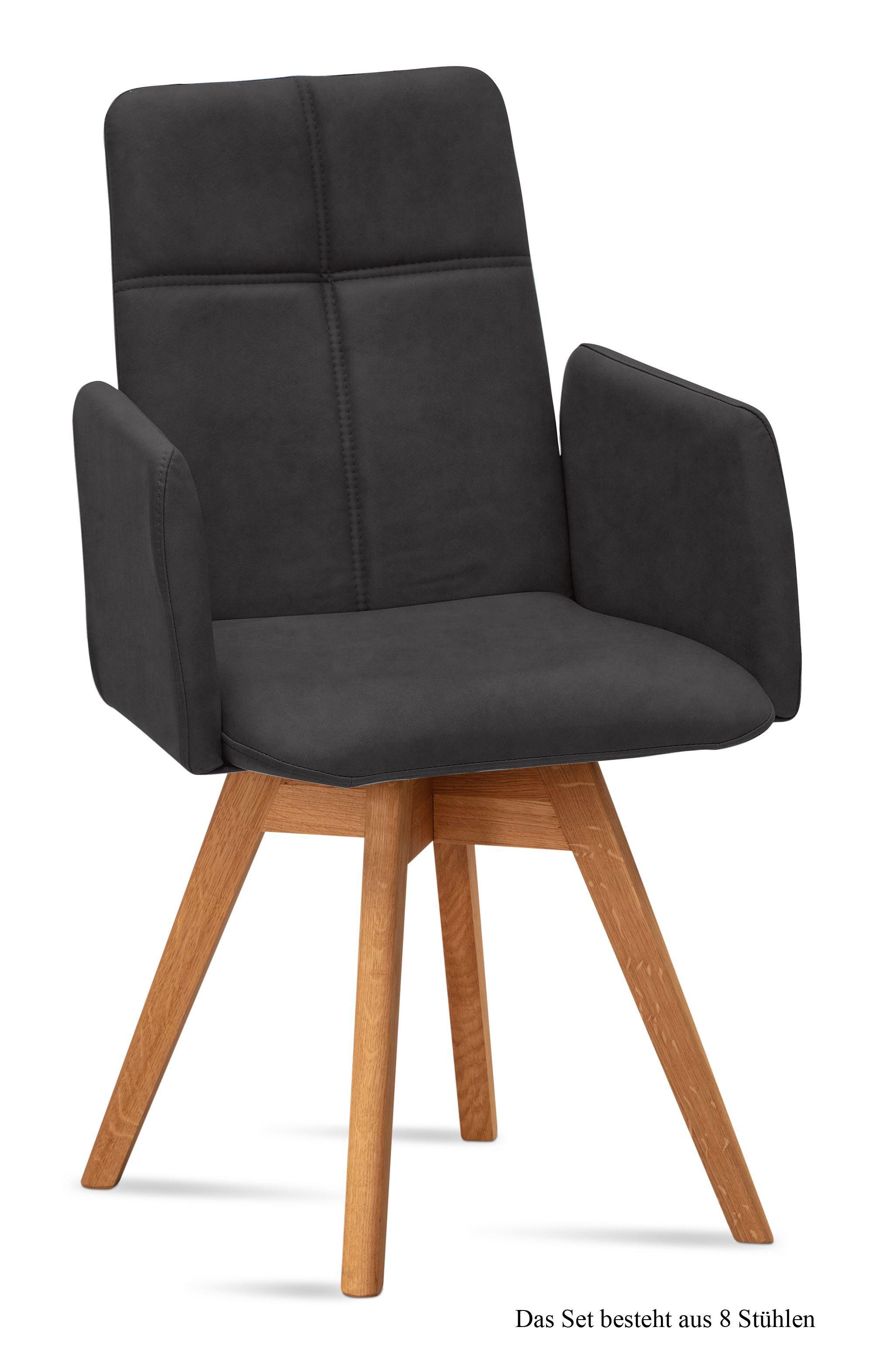 ARMLEHNSTUHL drehbar (8er-Set) Dorey 52x92x60 Eiche geölt/Anthrazit - Eichefarben/Anthrazit, Kunststoff (60/92/52cm) - 58aufmkessel