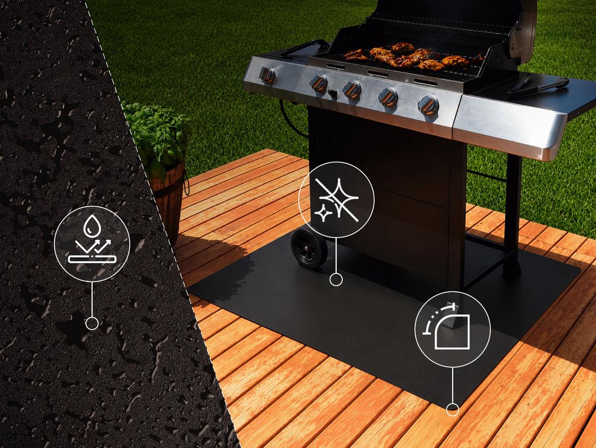 GRILLUNTERLAGE Bodenschutzplatte Metall Schwarz 100x80 cm - Schwarz, Metall (100/80/0.1cm) - TULUP